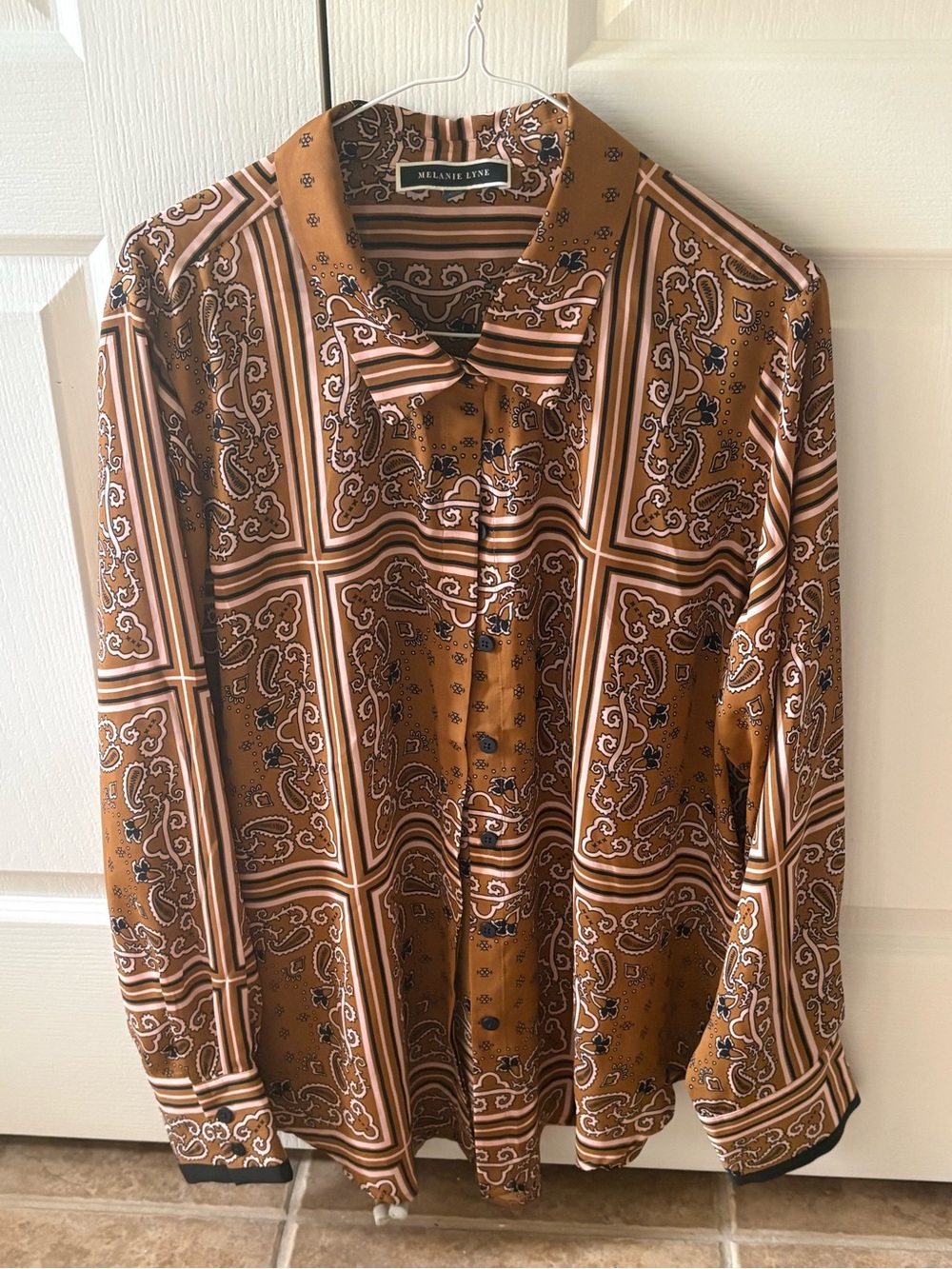 Women’s mustard Paisley-Print Button blouse